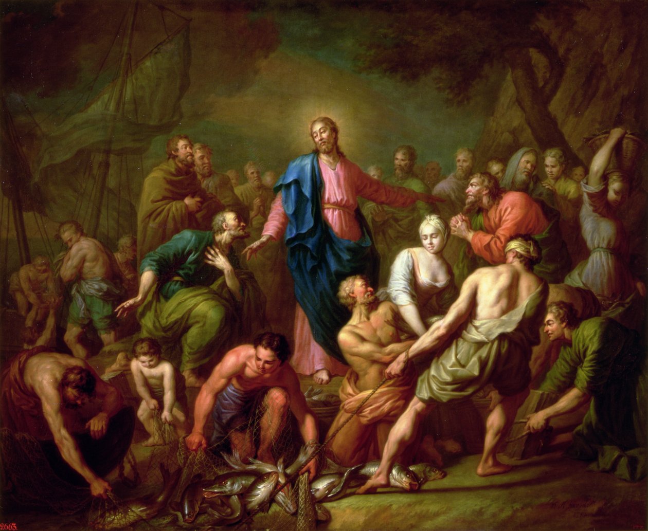 Det mirakuløse udkast til fisk, 1762 af Anton Pavlovich Losenko