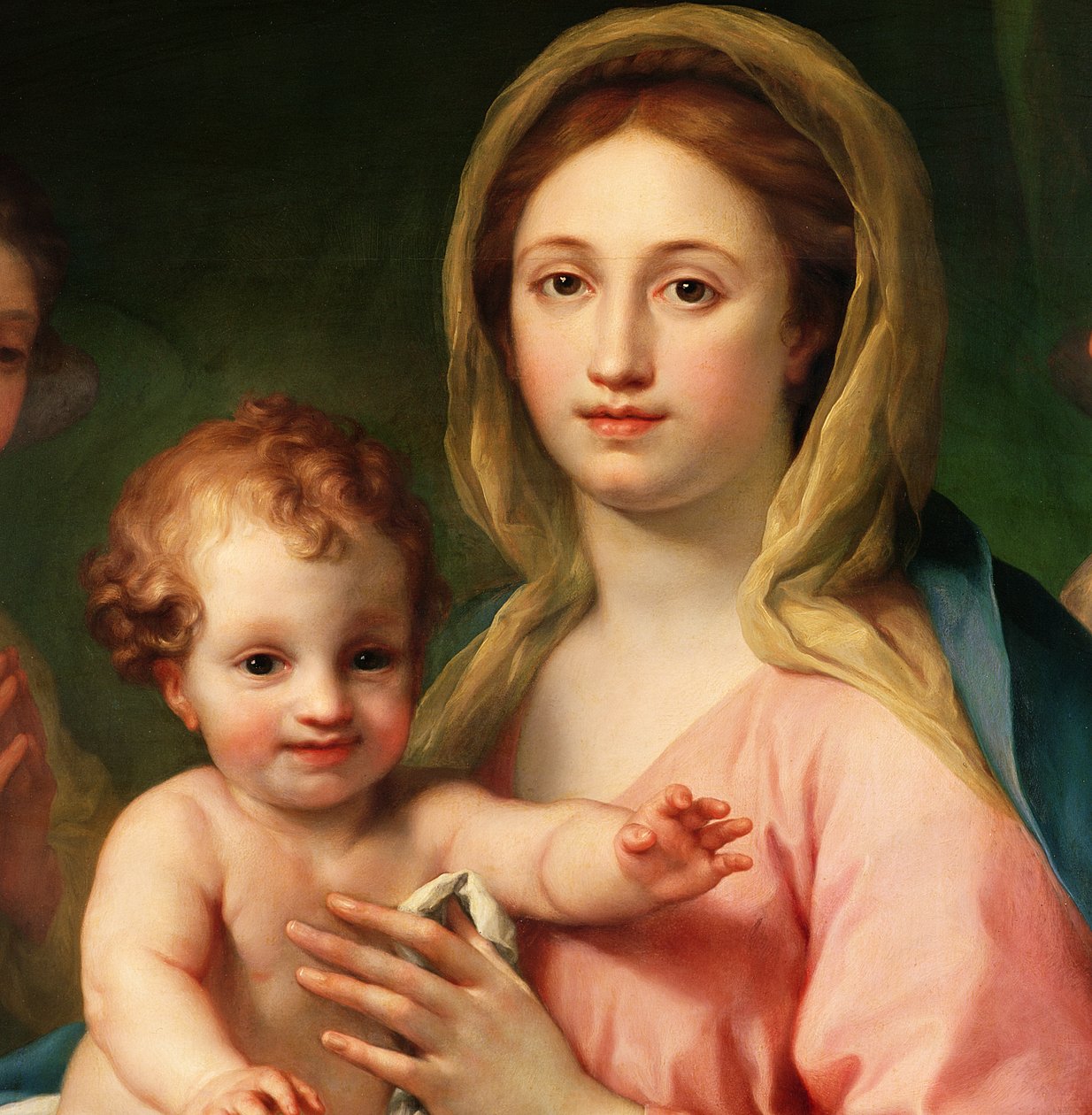 Madonna og barn med to engle, 1770-73 (detalje af 91576) af Anton Raphael Mengs