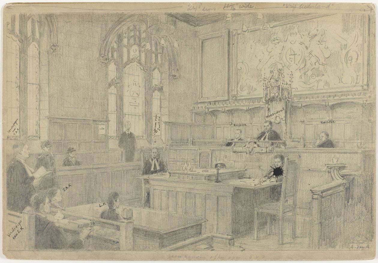 Studie af hele kompositionen til det (ufærdige) maleri af det hollandske hof i London, juni 1942 af Anton Abraham van Anrooy