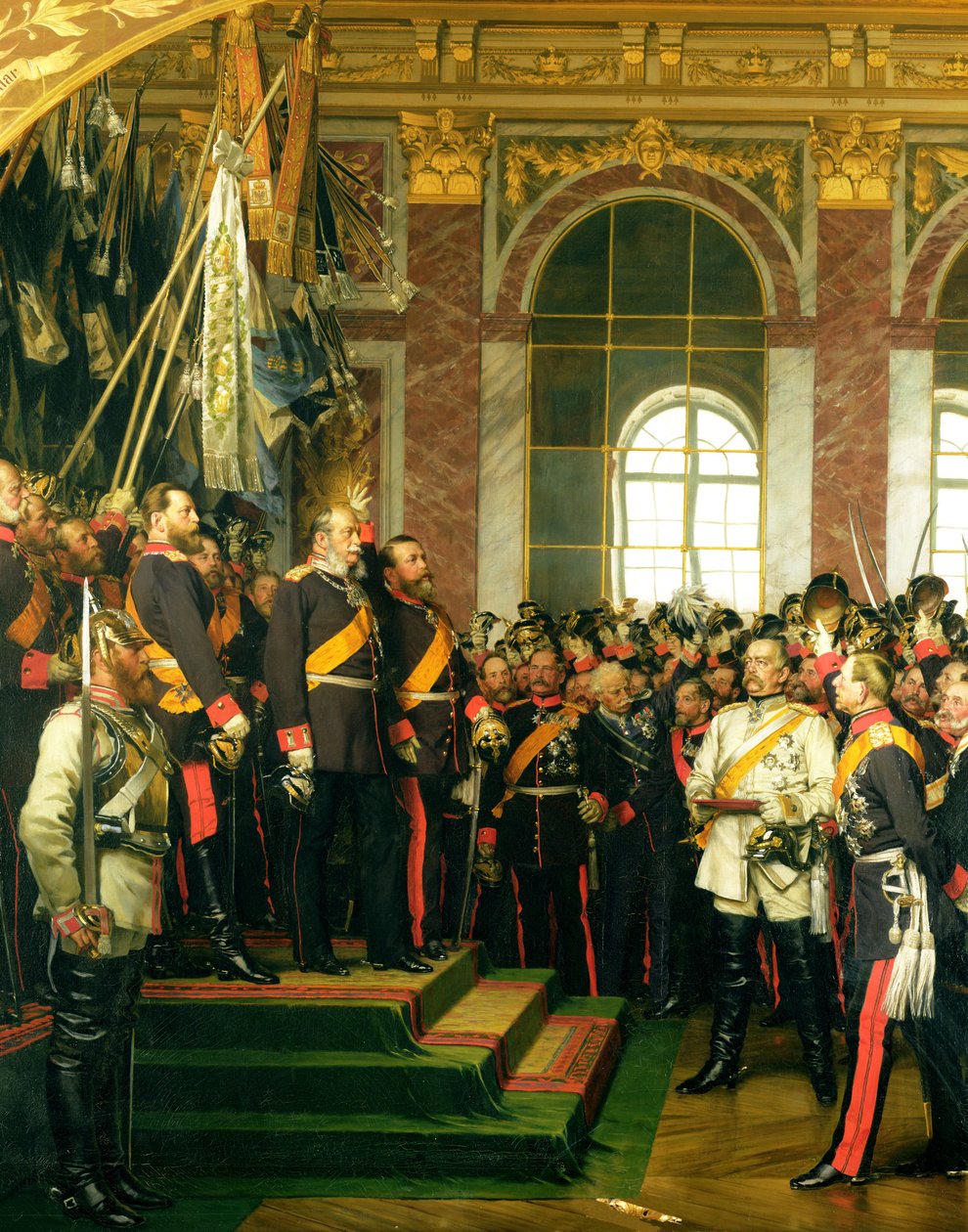 Proklamationen af Wilhelm som kejser af det nye tyske rige i spejlsalen i Versailles den 18. januar 1871, malet i 1885 (se også 153620) af Anton Alexander von Werner
