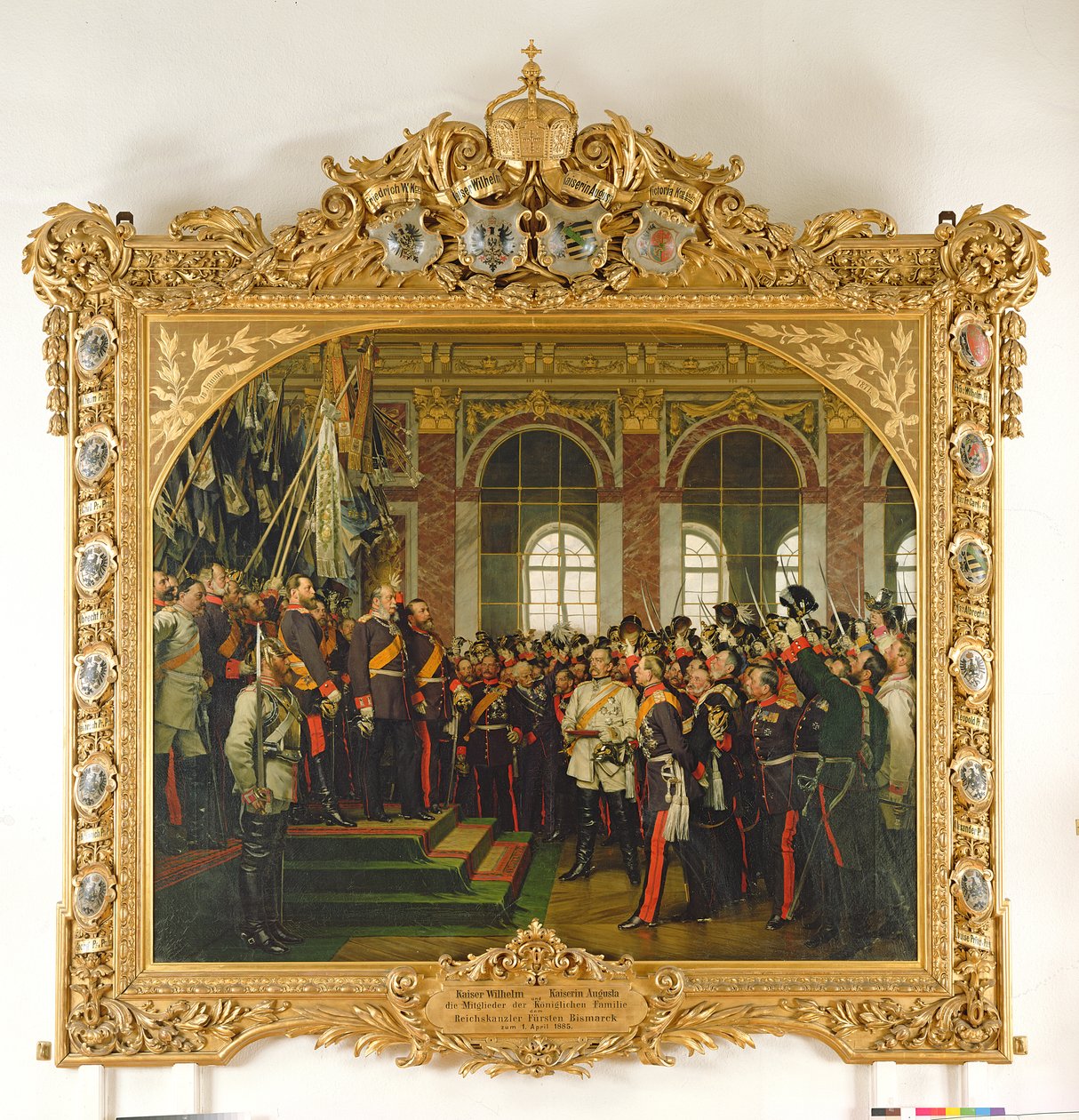 Proklamationen af Wilhelm som kejser af det nye tyske rige, i spejlsalen i Versailles den 18. januar 1871, malet 1885 (se også 153620) af Anton Alexander von Werner