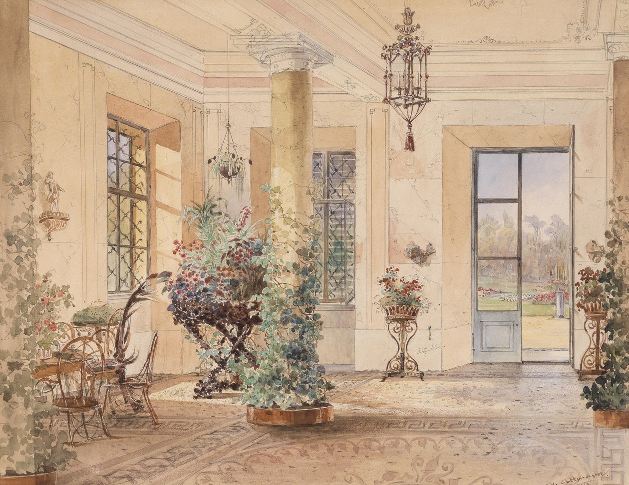 Sala Terrena i et lille slot af Anton Altmann