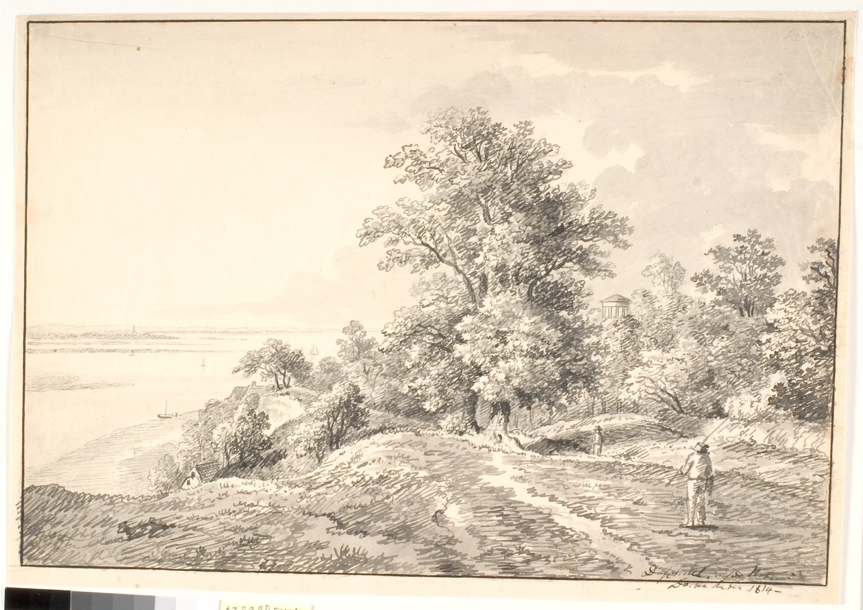 Park med lille tempel ved Elben. Buxtehude af Anton Carl Dusch