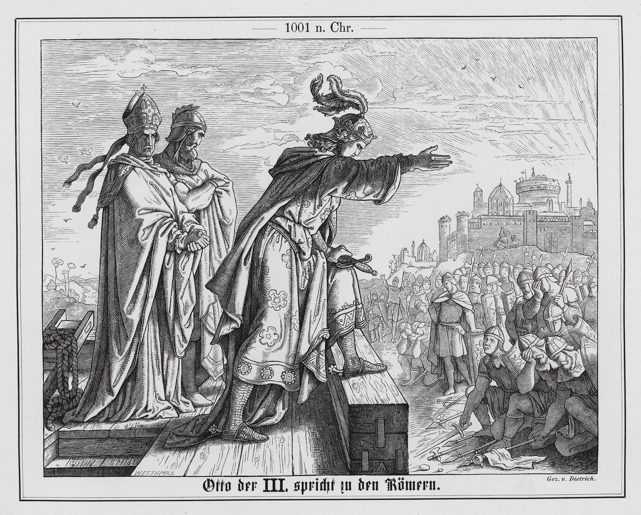 Den tysk-romerske kejser Otto III taler til romerne af Anton Dietrich