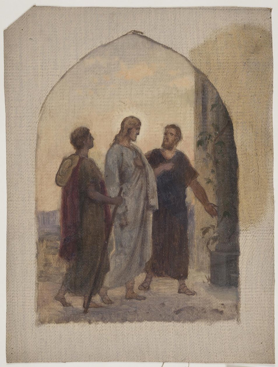 Olieskitse til Vandringen til Emmaus af Anton Dorph