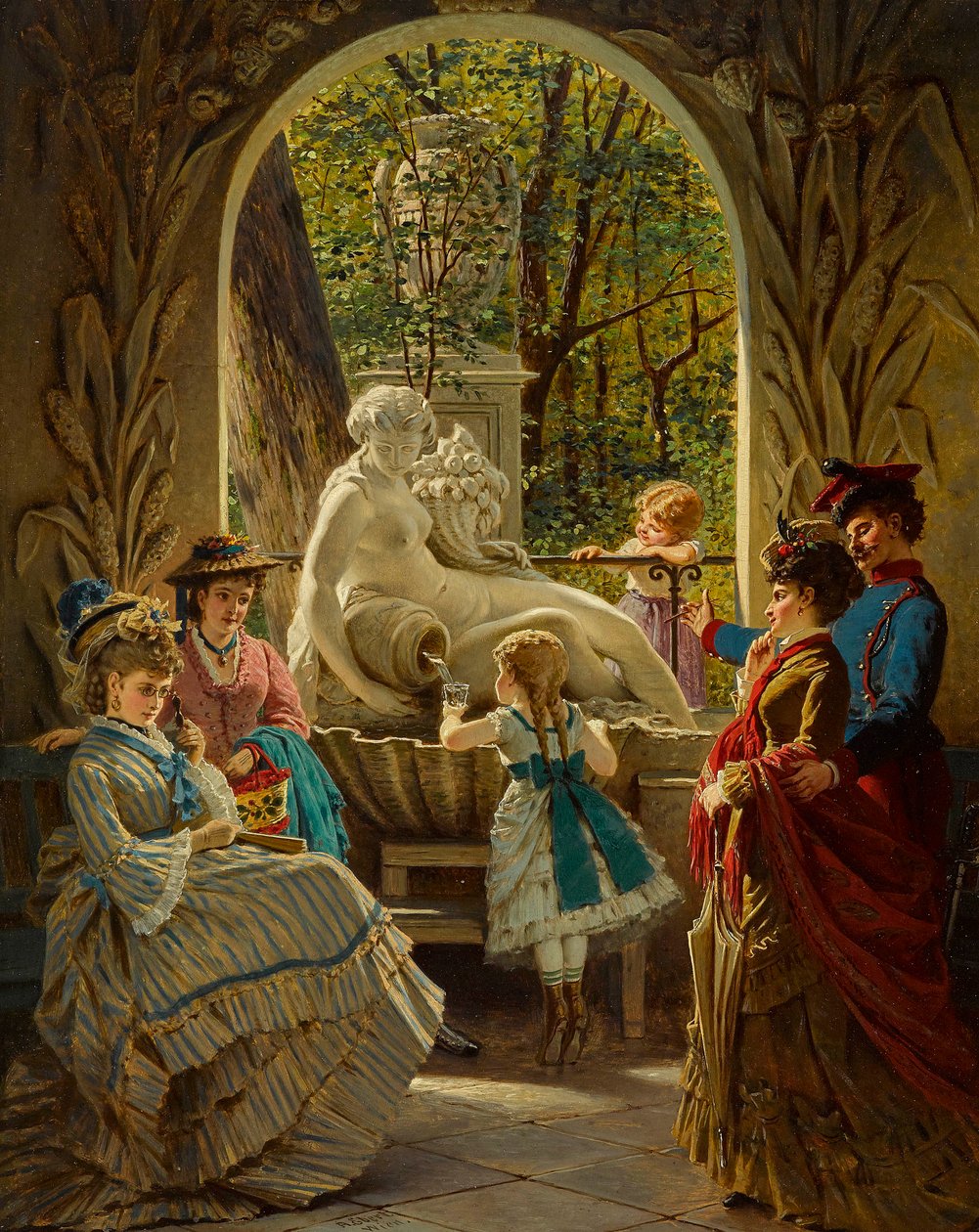 Pavillon du festival de Printemps a Schonbrunn, Vienne - Pavillon til Fair Spring i Schoenbrunn - Anton Ebert (1845-1896). Olie på træ Mål: 65x52 cm Privat samling af Anton Ebert