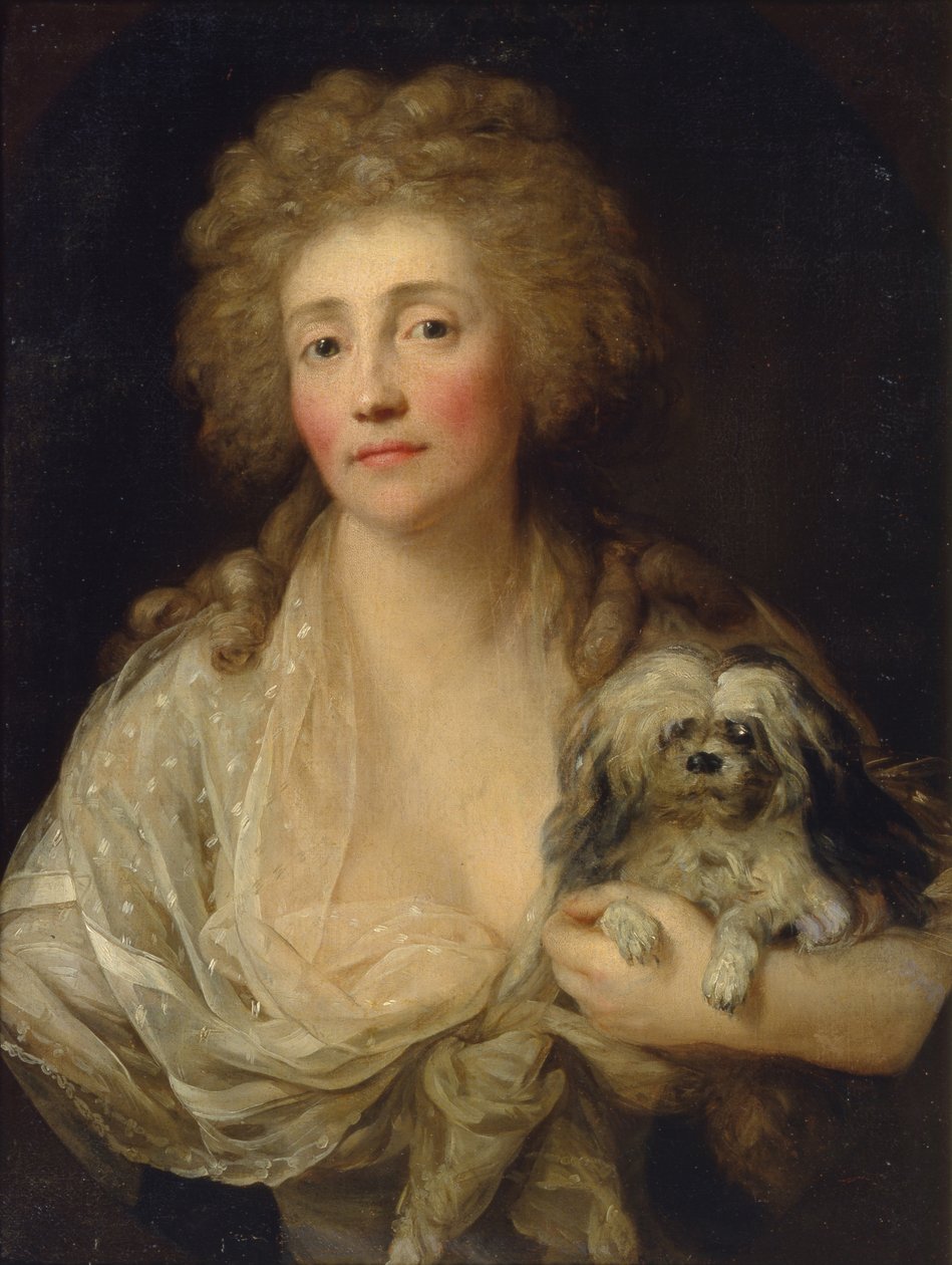 Portræt af Anna Oraczewska med hunden, 1789 af Anton Graff