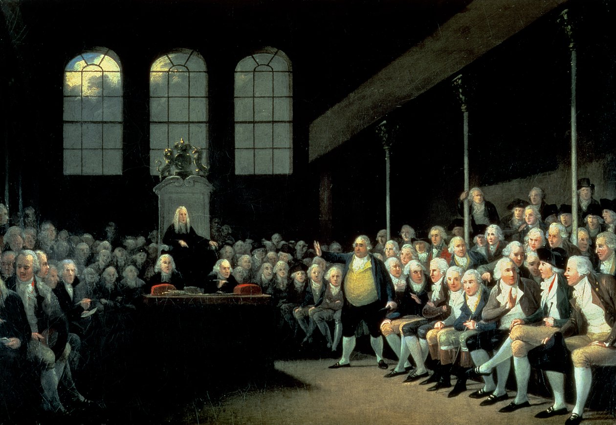 Charles James Fox (1749-1806) Taler til Underhuset under Pitt-ministeriet af Anton Hickel