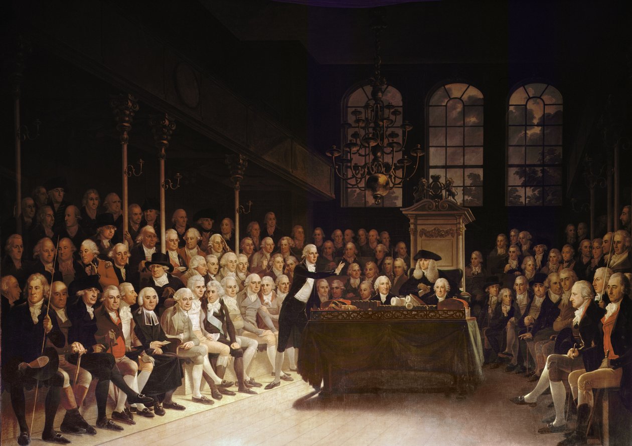 William Pitt taler til Underhuset om den franske krigserklæring 1793 af Anton Hickel