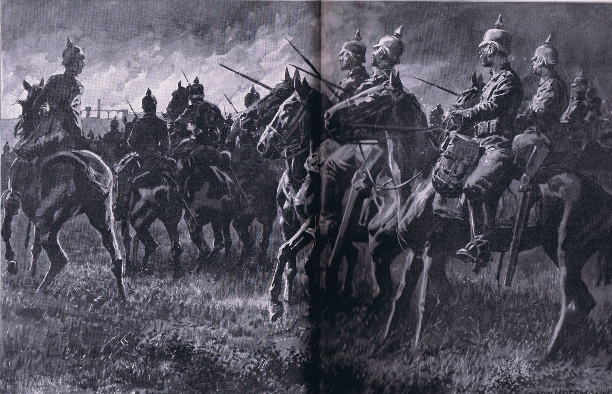 Branden ved minen i Libin, fra The Illustrated History of the World War 1914-1915 pub. af Union Berlagsefellfchaft af Anton Hoffman