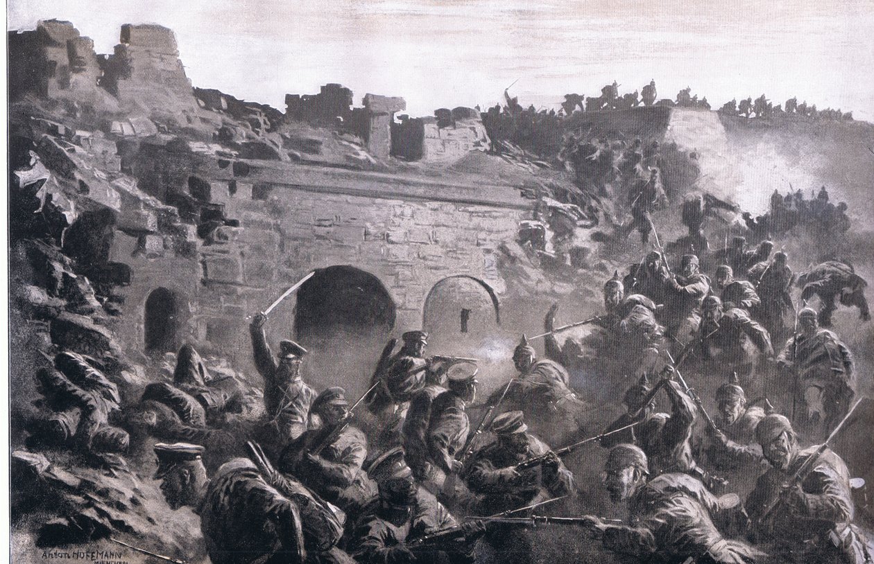 Stormen af et fort i Kavno, fra The Illustrated History of the World War 1914-1915 pub. af Union Berlagsefellfchaft af Anton Hoffman