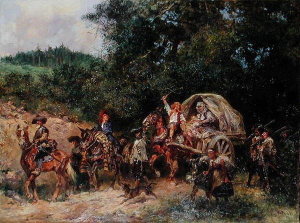 Camp Followers, ca. 1900 (olie på lærred) af Anton Hoffmann