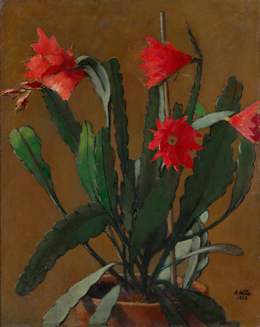 Stilleben med en blomstrende kaktus af Anton Hula