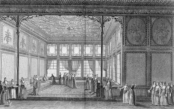 Interiør af en dagligstue i Topkapi-paladset af Sultana Hadidge, søster til Selim III af Anton Ignaz (after) Melling