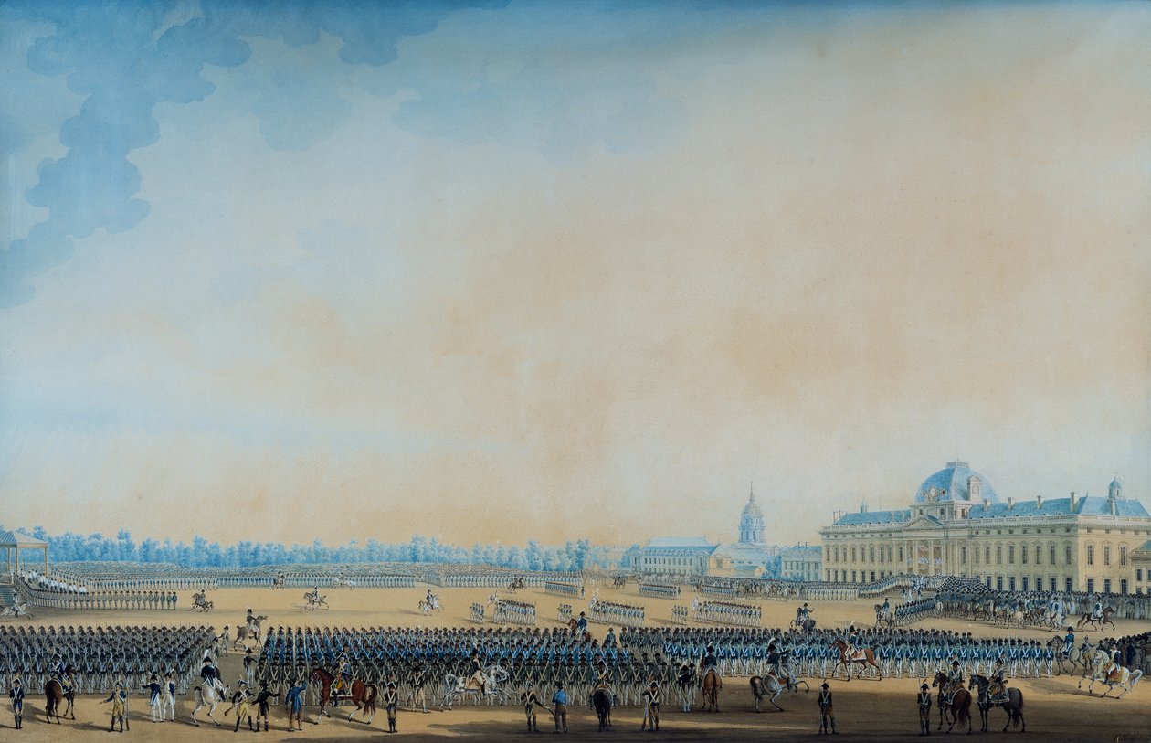 Distribution af flag og National Guards, Champ-de-Mars, 7. september 1814 (akvarel) af Anton Ignaz Melling