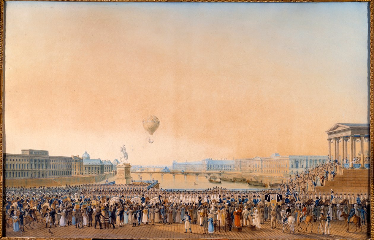 Entre af Louis XVIII, konge af Frankrig (1755-1824) i Paris den 3. maj 1814. Maleri af Antoine Ignace Melling (1763-1831) af Anton Ignaz Melling