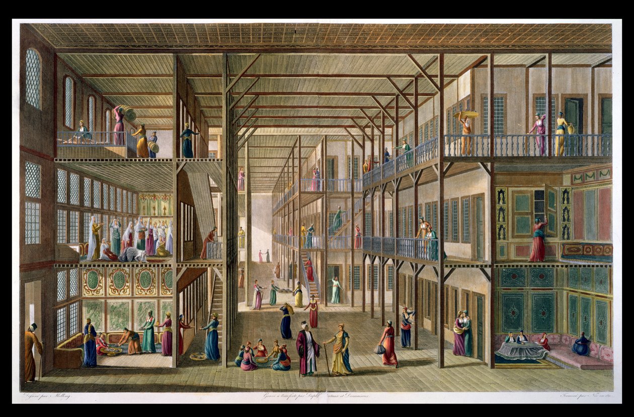 Interiør af Harem of the Great Lord of Constantinopel, indgraveret af Francois Denis Nee (1732-1817) 1811 af Anton Ignaz Melling