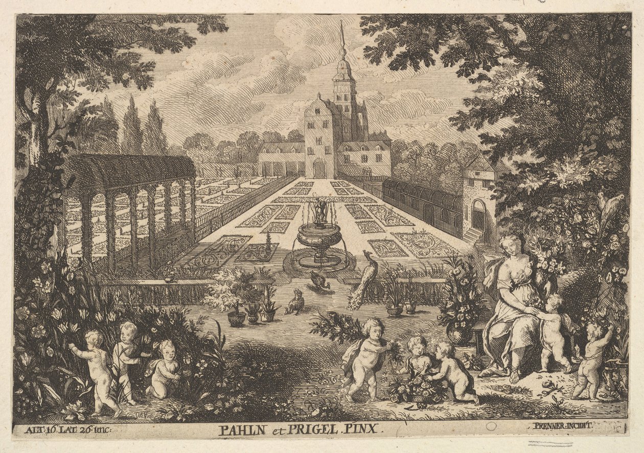 Flora med Putti i en have. af Anton Joseph von Prenner