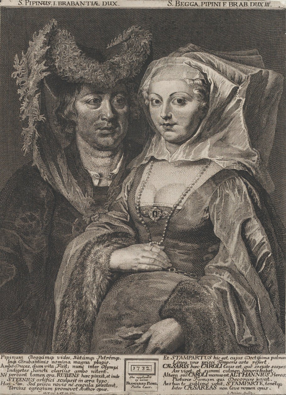 Sankt Pepin I og hans datter, Sankt Begga, 1732. af Anton Joseph von Prenner