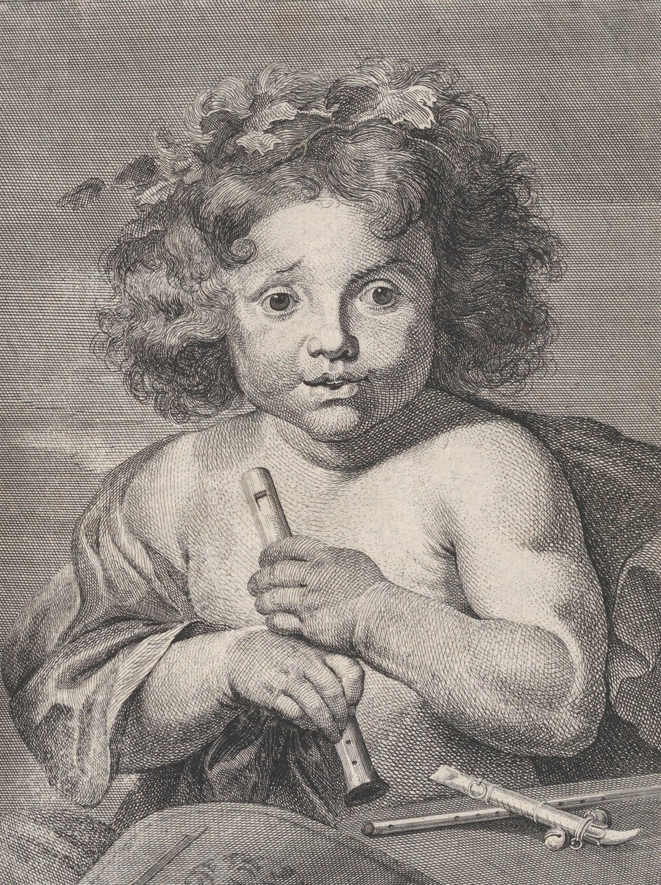 Den unge Bacchus, der holder en fløjte, 1728. af Anton Joseph von Prenner