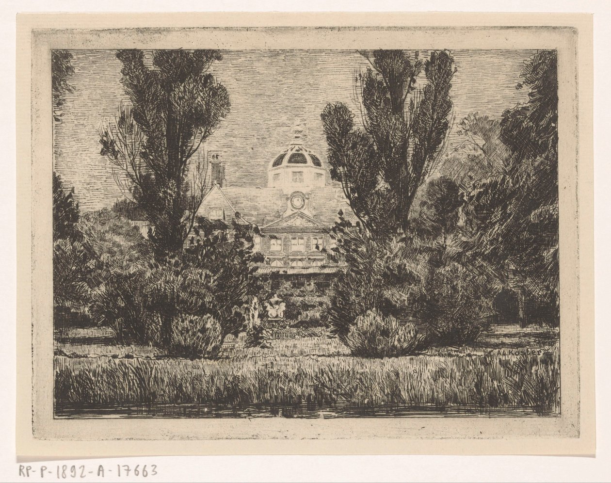 Bagsiden af ​​Huis ten Bosch-paladset i Haag af Anton L. Koster