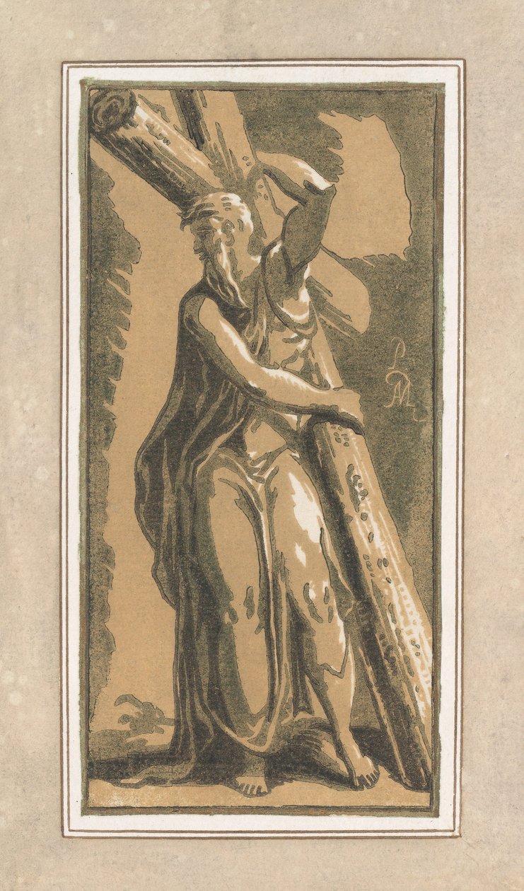 St. Andrew, vendt fremad, hovedet vendt mod venstre, før 1749. af Anton Maria Zanetti