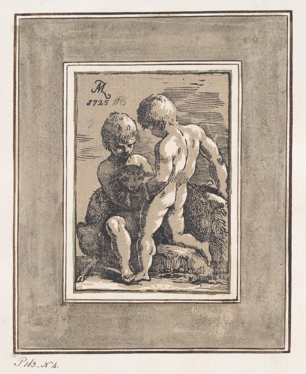 To børn leger med et lam, 1725. af Anton Maria Zanetti