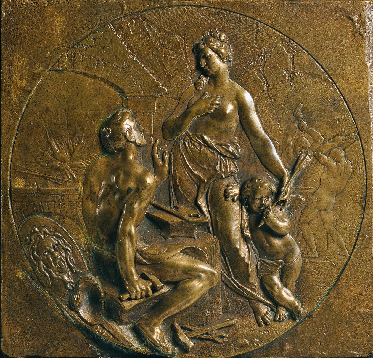 Venus med Amor i vulkanens smedje af Anton Matthias Josef Domanek