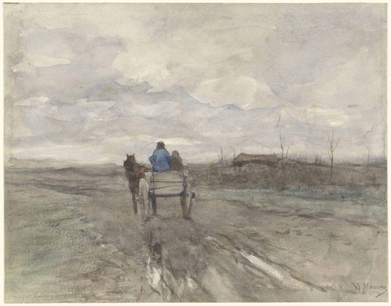 Gårdvogn på en landevej af Anton Mauve