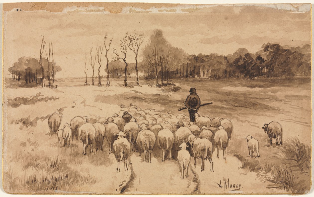 Hyrde med sin hjord af Anton Mauve