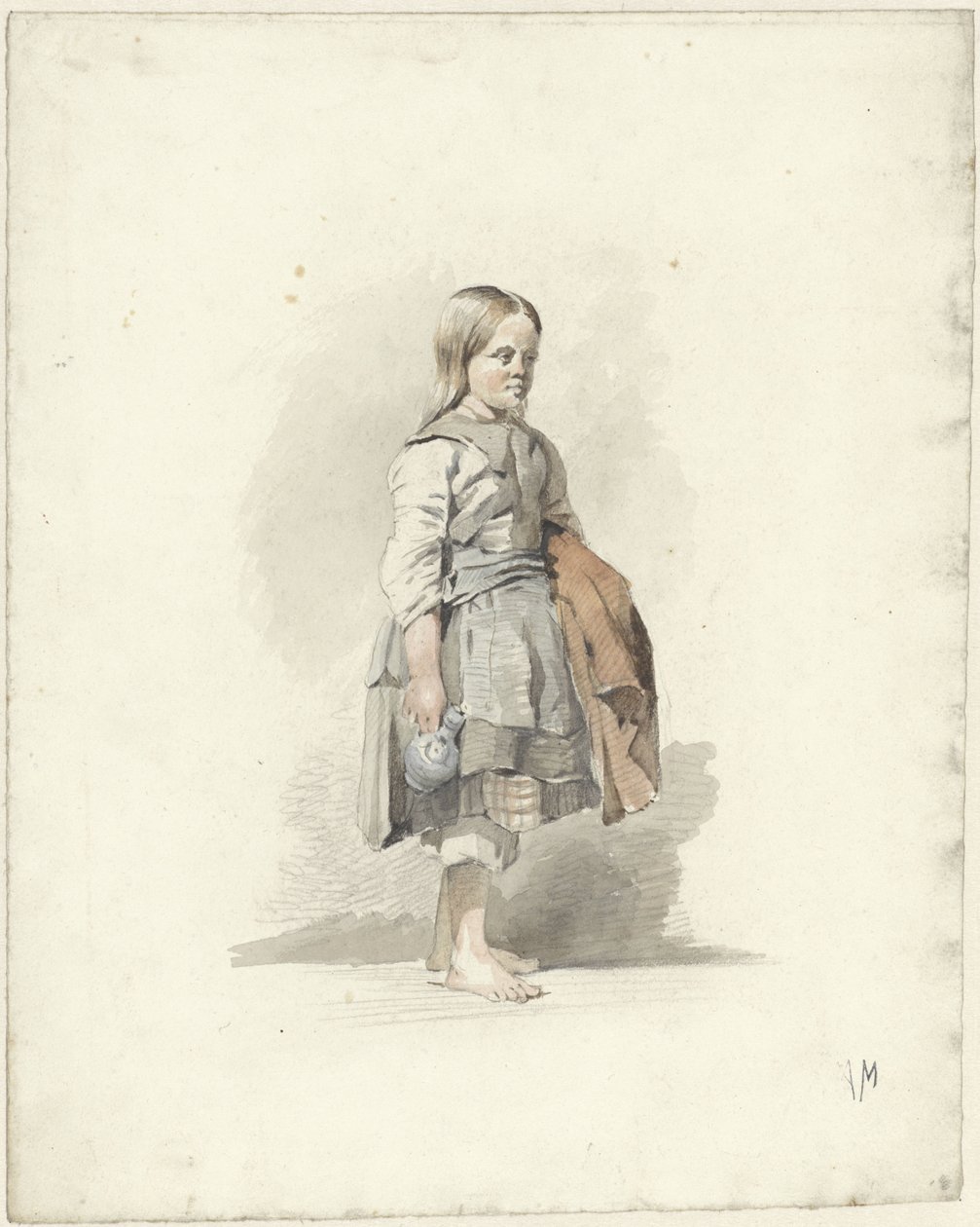 Stående pige med kande og kappe under armen af Anton Mauve