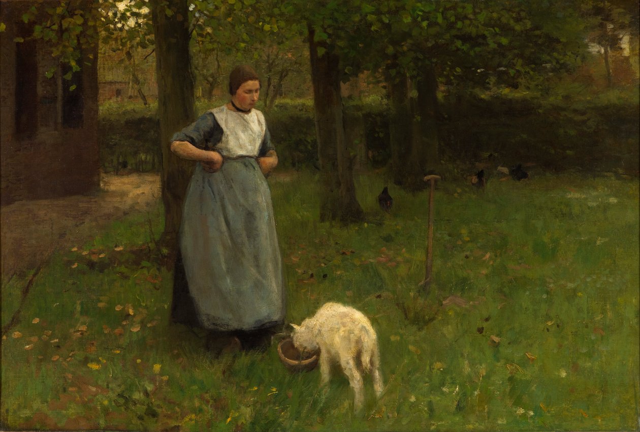 Kvinde fra Laren med lam af Anton Mauve