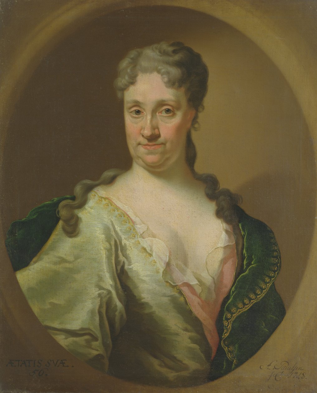 Portræt af Barbara Lutken (1664-1740), 1718 (se også 179058) af Anton Paulsen