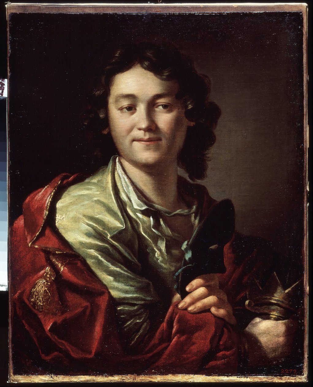 Portræt af komikeren Fedor (Fyodor) Volkov (omkring 1729-1763), grundlægger af det første russiske teater (Portræt af F. Volkov, grundlæggeren af ​​det første russiske teater). Maleri af Anton Pavlovich Losenko (1737-1773), olie på lærred af Anton Pavlovich Losenko