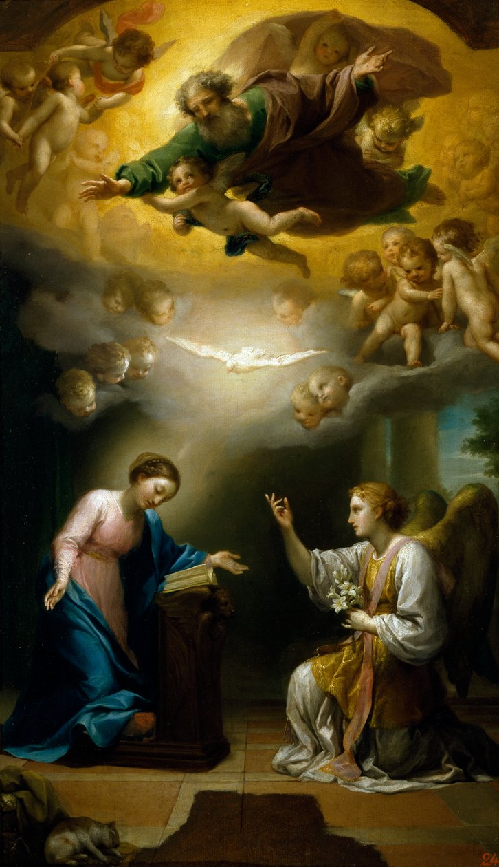 Bebudelse, af Anton Raphael Mengs, ca. 1767, olie på lærred af Anton Raphael Mengs
