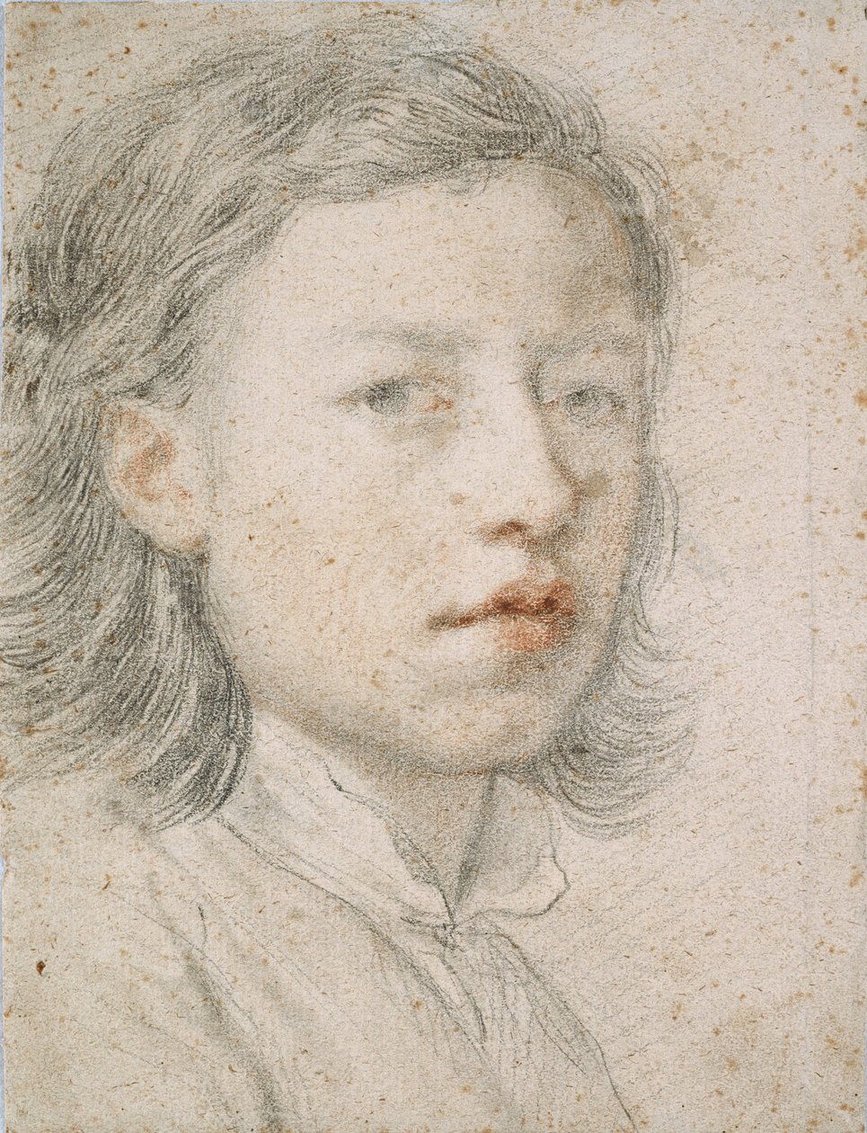 Selvportræt - Værk af Anton Raphael Mengs (1728-1779), blod og kridt på papir (26,1 x 20,2 cm) af Anton Raphael Mengs