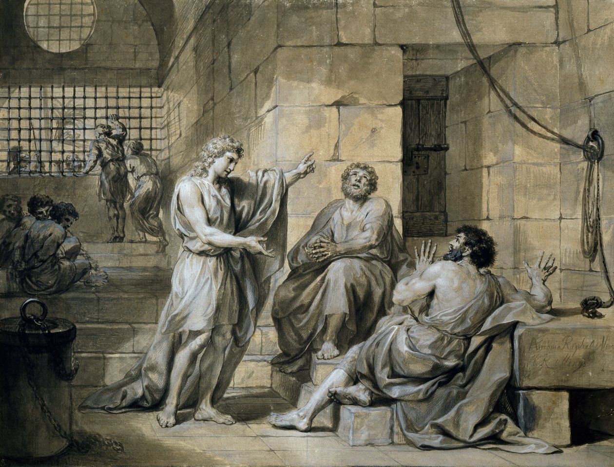 Joseph of Egypt in Prison, af Anton Raphael Mengs, blandede medier af Anton Raphael Mengs