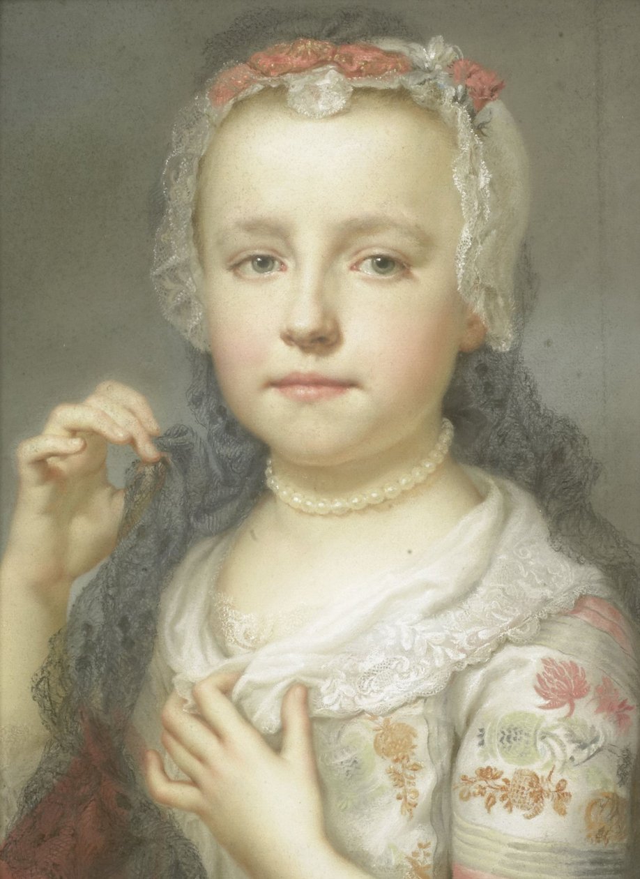 Portræt af en ung pige, muligvis Julie Carlotta Mengs, kunstnerens søster, 1742-44 af Anton Raphael Mengs