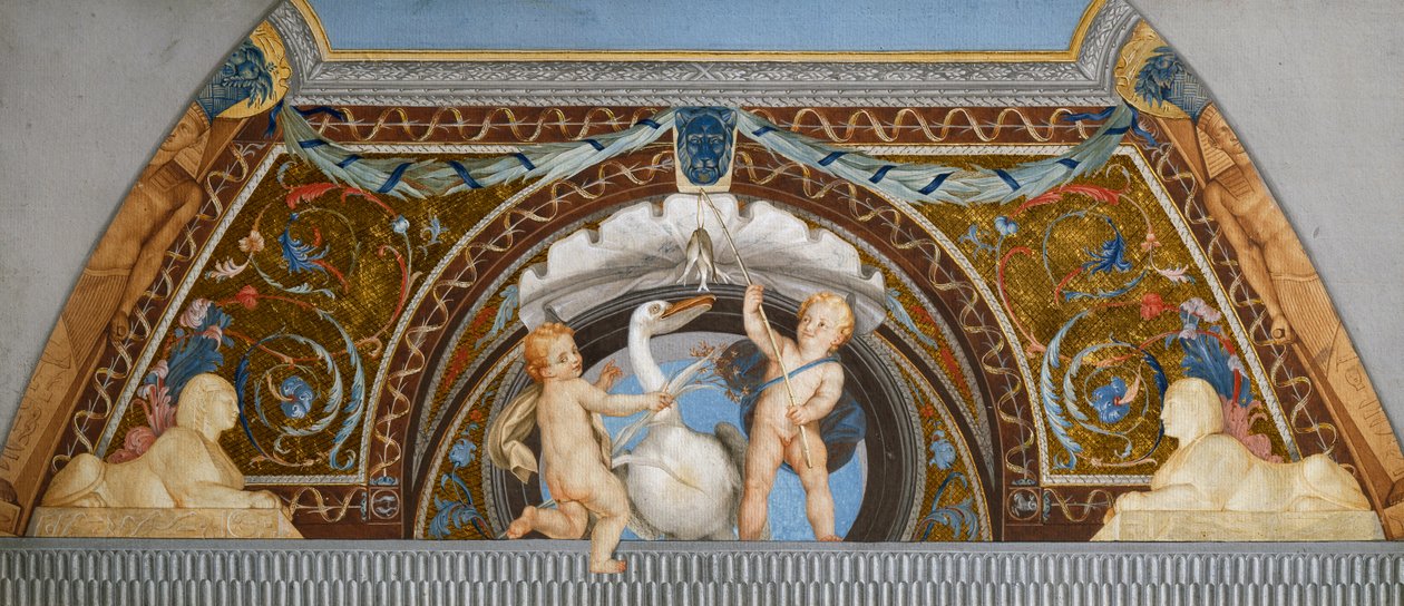 Putti med en pelikan, af Anton Raphael Mengs, detalje, blandede medier af Anton Raphael Mengs