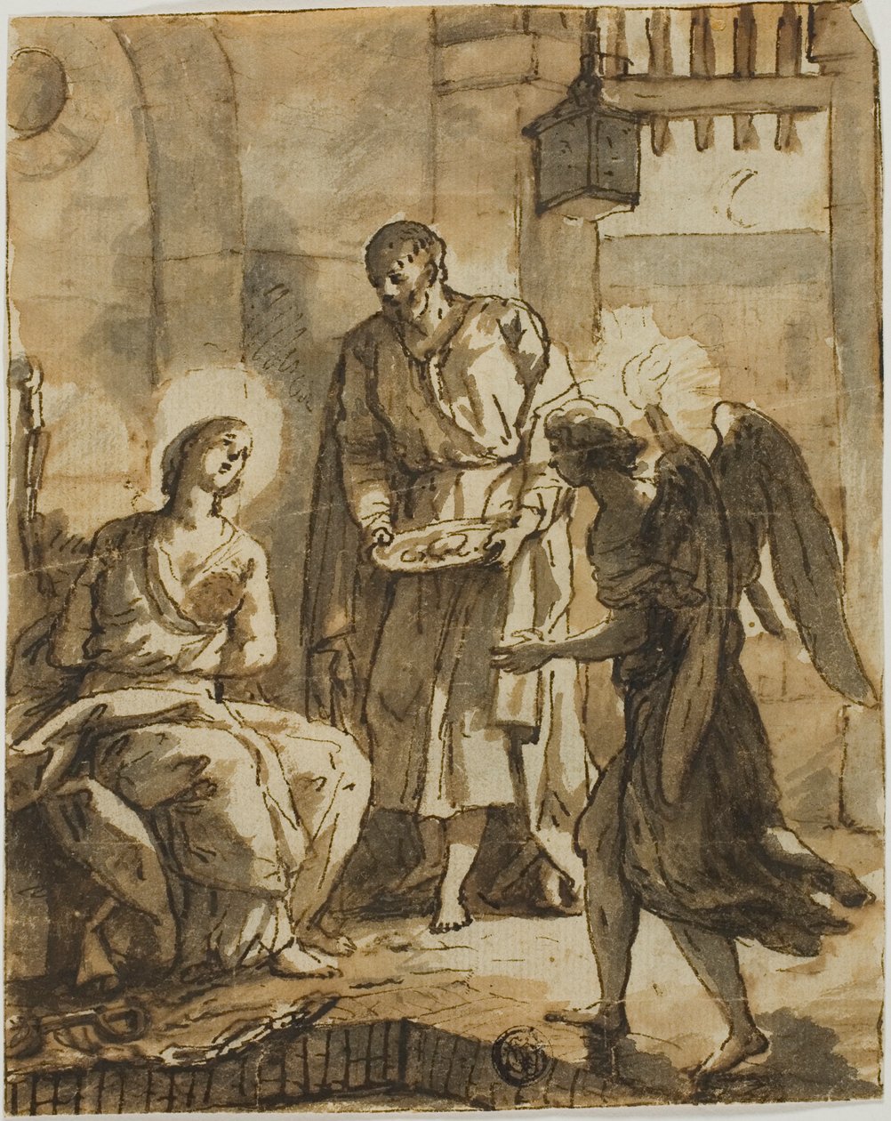Sankt Peter besøger Sankt Agatha i fængslet og helbreder hendes sår af Anton Raphael Mengs