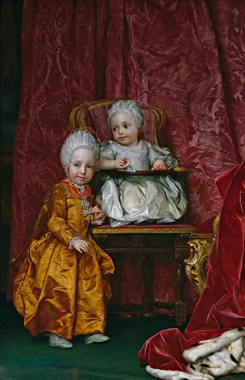 Spansk:  Los archiduques Fernando y María Ana de Austria Ærkehertug Ferdinand og ærkehertuginde Maria Anna af Østrig af Anton Raphael Mengs