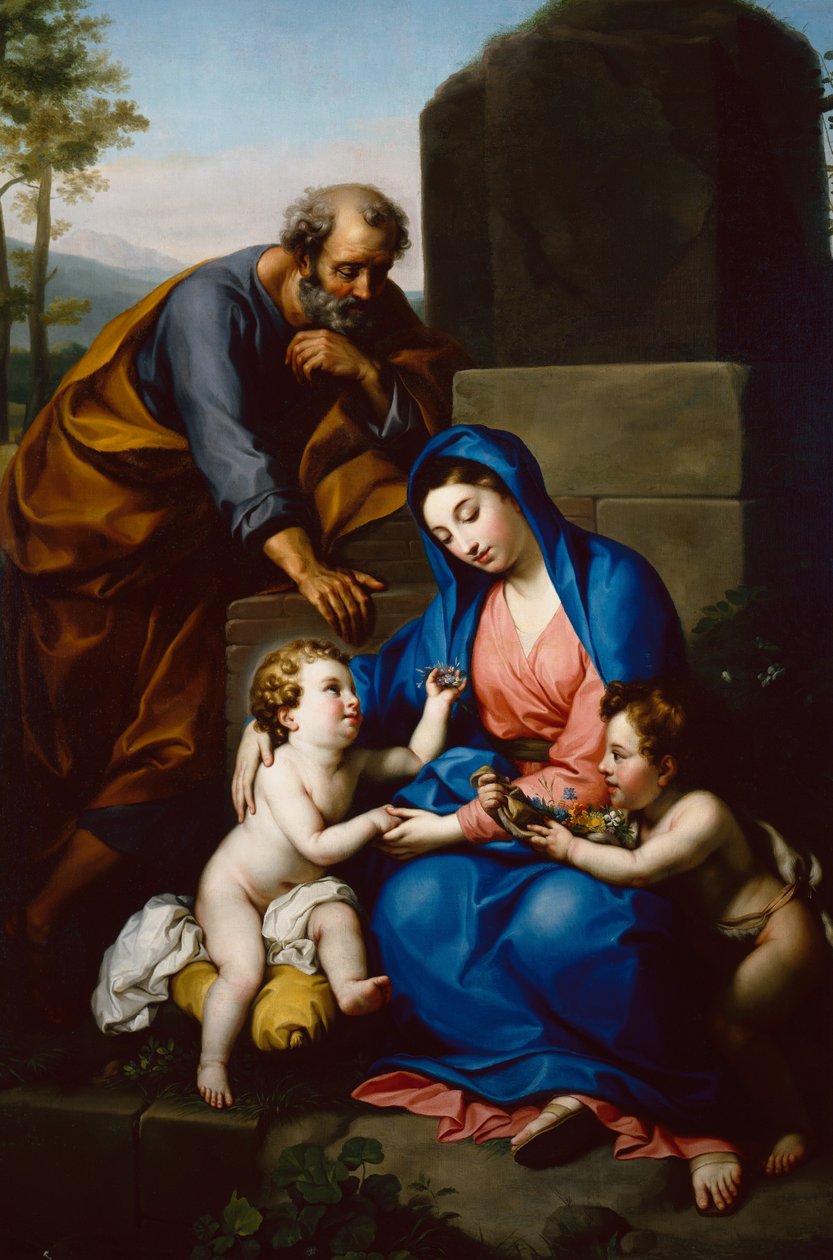 Den hellige familie med spædbarnet Johannes Døberen af Anton Raphael Mengs