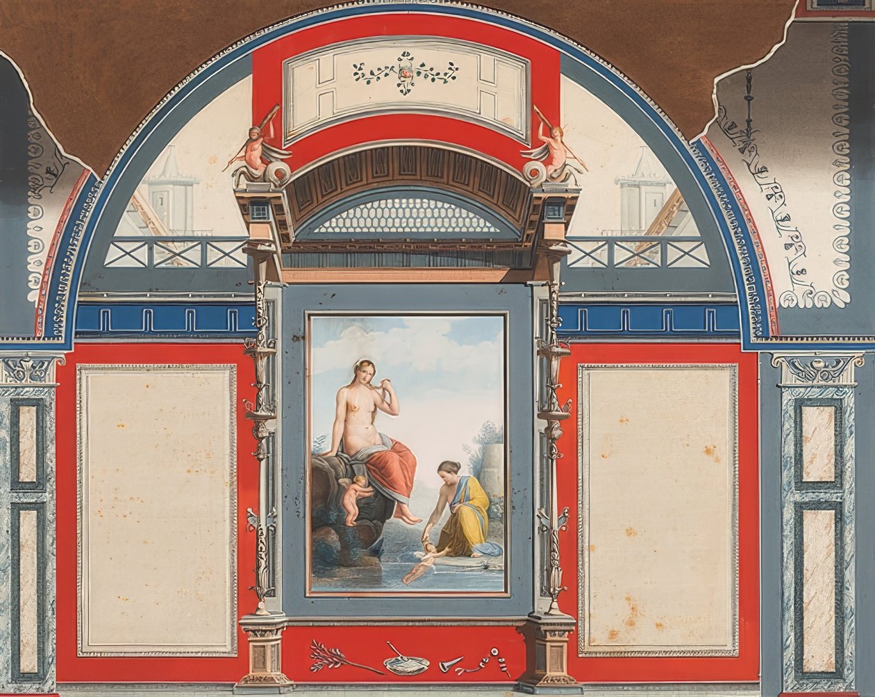 Vægmaleri af et romersk hus på grunden til Villa Negroni i Rom, Venus og en nymfe med eroter. 1778 af Anton Raphael Mengs