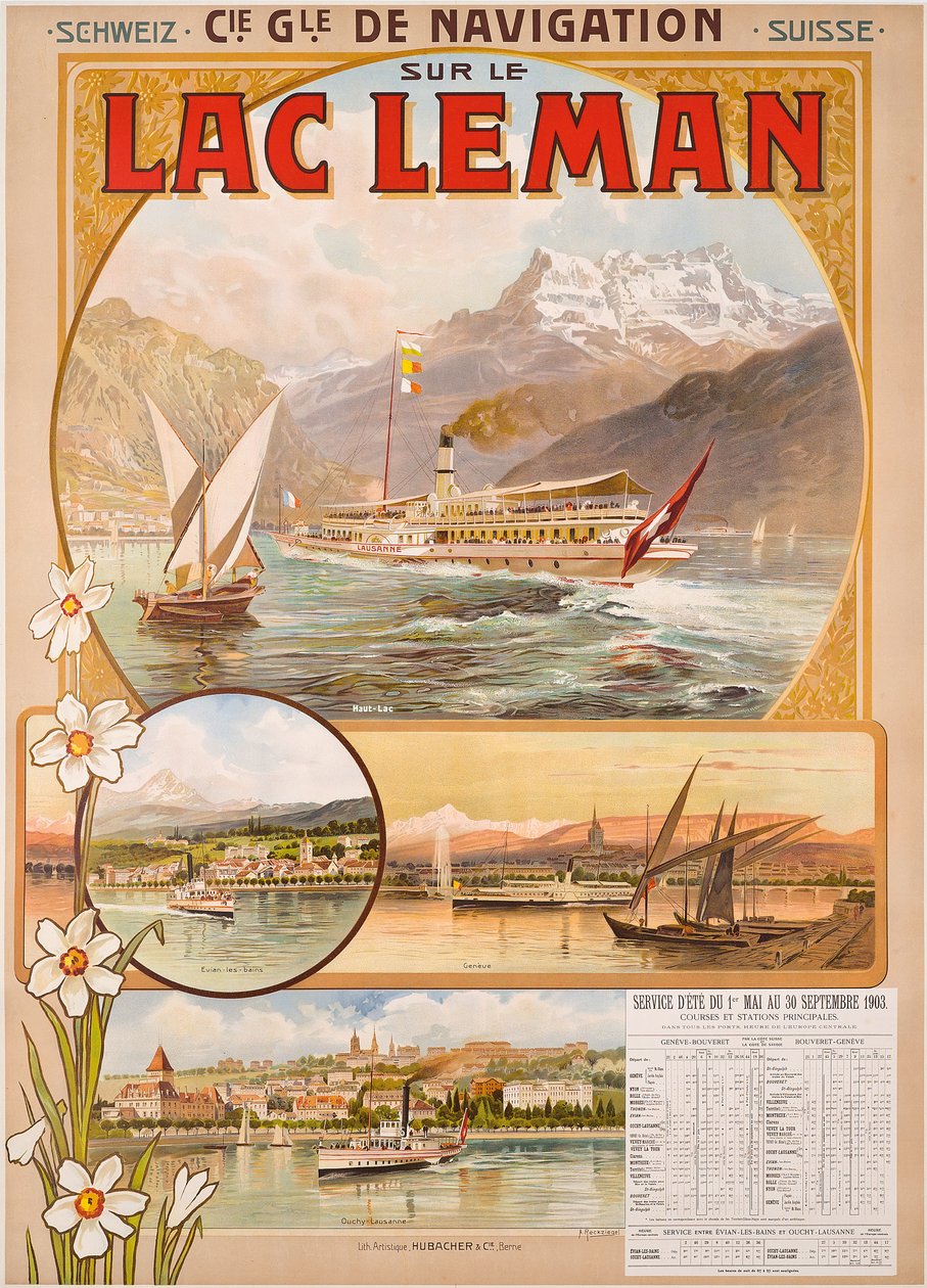 Plakatreklame Lac Leman (Genèvesøen), Schweiz af Anton Reckziegel