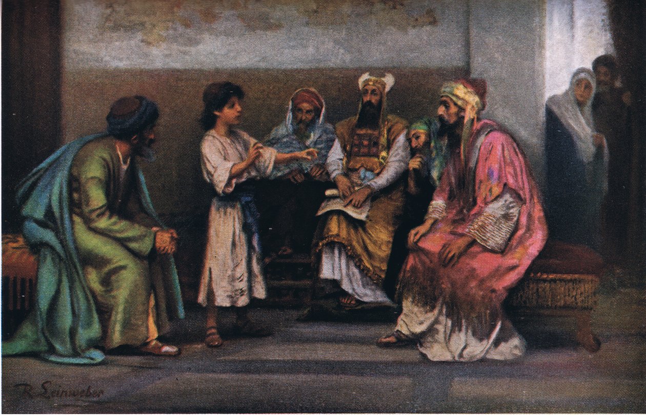 Kristus med lægerne i templet, fra Hulberts Story of the Bible udgivet af The John Winston Company, 1932 af Anton Robert Leinweber