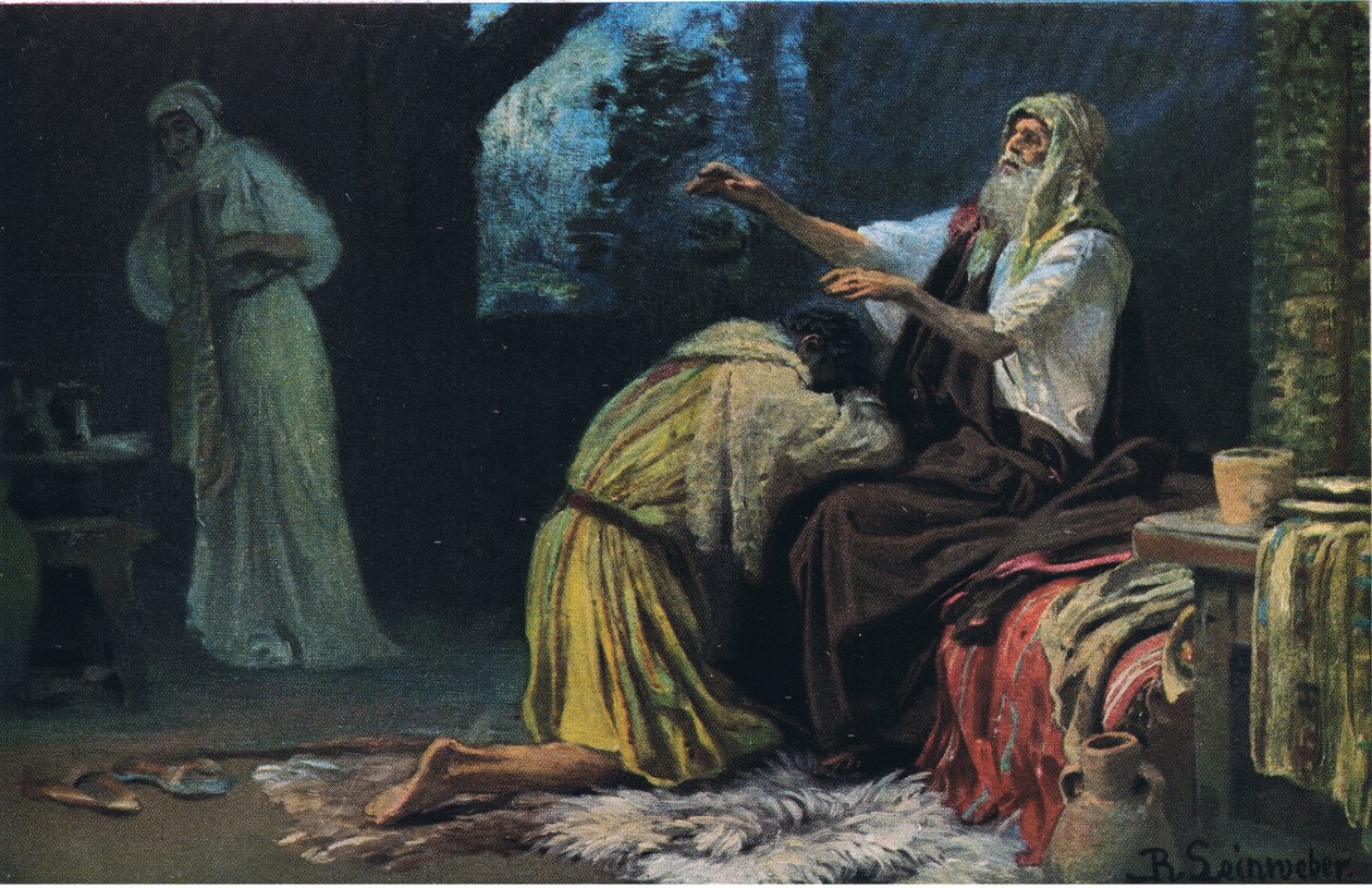 Isaac velsigner Jacob, fra Hulberts Story of the Bible udgivet af The John Winston Company, 1932 af Anton Robert Leinweber