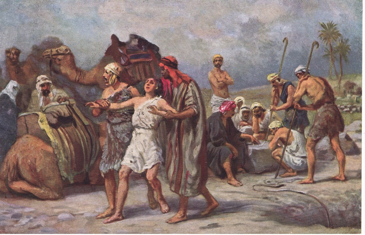 Joseph solgt af sine brødre, fra Hulberts Story of the Bible udgivet af The John Winston Company, 1932 af Anton Robert Leinweber