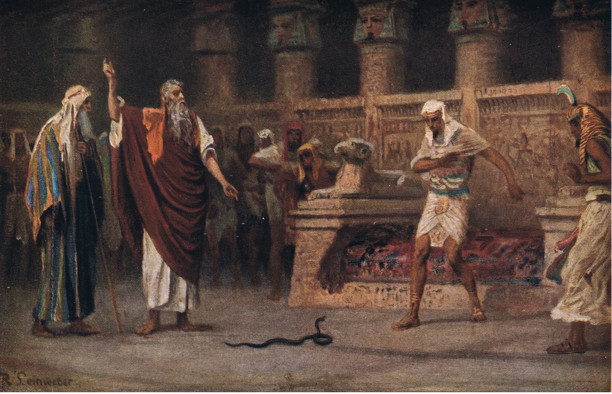 Moses og Aaron før Farao, fra Hulberts Story of the Bible udgivet af The John Winston Company, 1932 af Anton Robert Leinweber