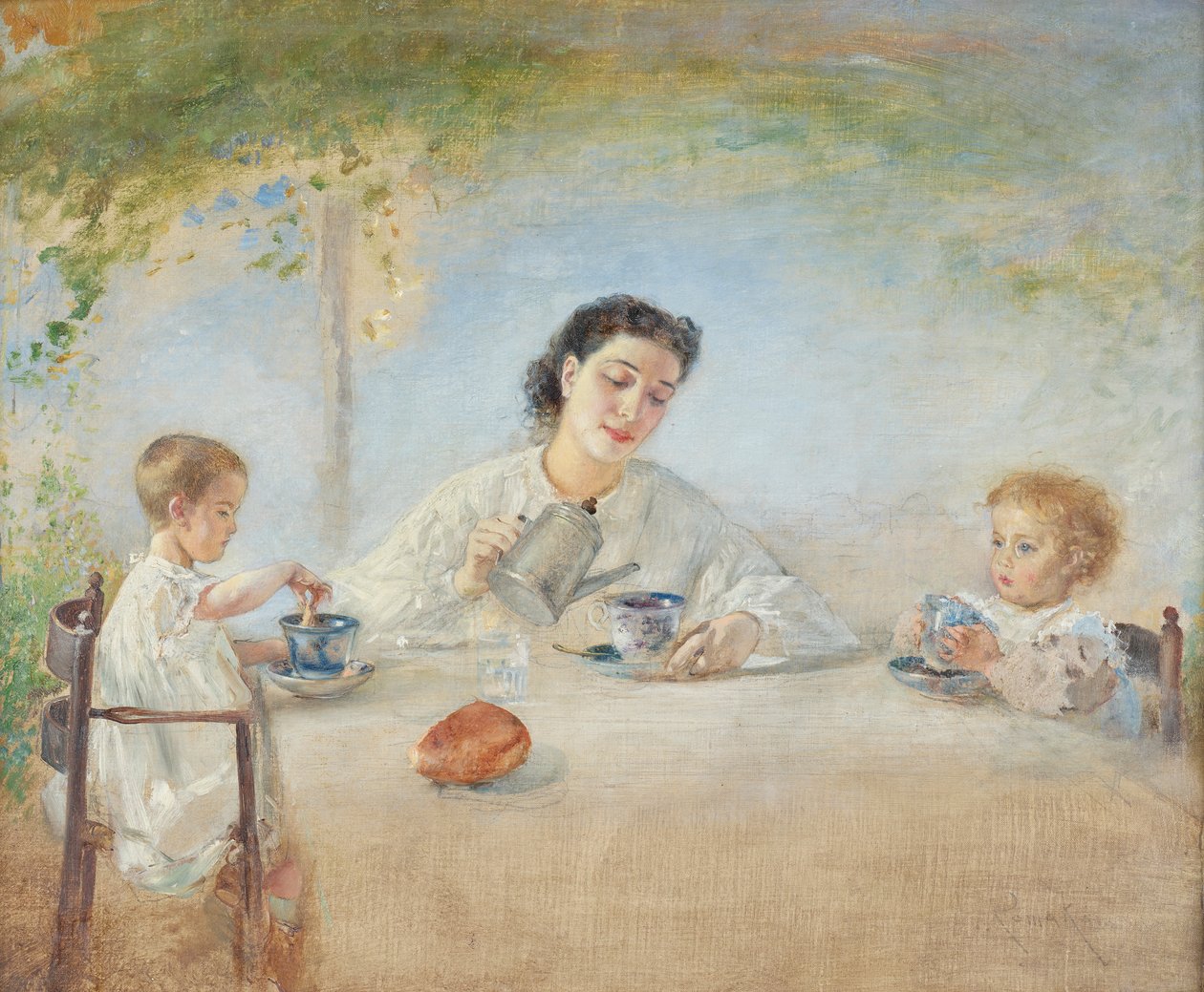 Kunstnerens familie til morgenmad af Anton Romako