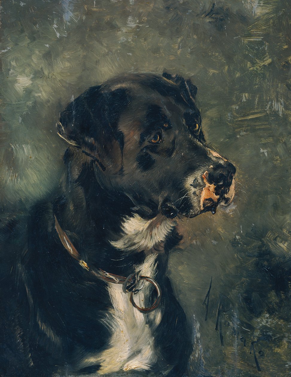 Hovedet af en slagterhund af Anton Romako